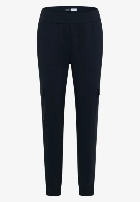 Mid Waist Slim Leg Hose im Cargo-Look universal blue