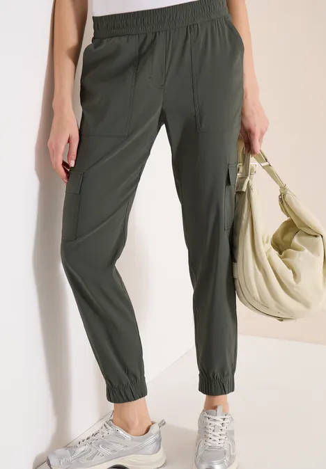 Pantalon Mid Waist Slim Leg au look cargo clear khaki