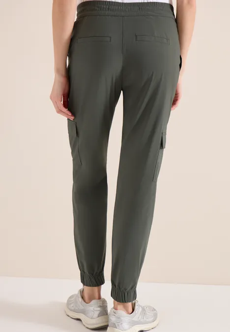 Pantalon Mid Waist Slim Leg au look cargo clear khaki