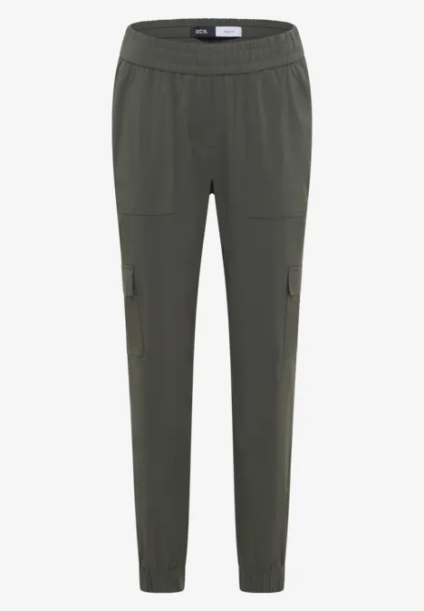 Pantalon Mid Waist Slim Leg au look cargo clear khaki