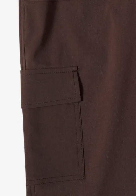 Pantalon Mid Waist Slim Leg au look cargo brown cacao