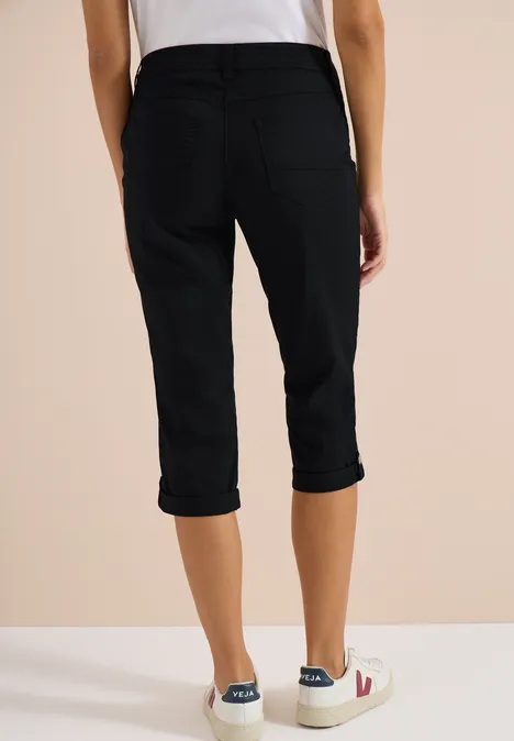Mid Waist Slim Legs broek met omslag Black Mid Waist Slim Legs broek met omslag Black