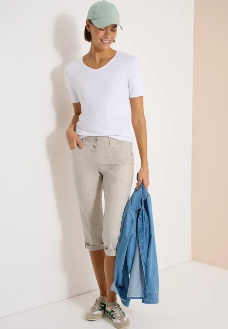 Pantalon 3/4 Slim Leg en Casual Fit grain beige