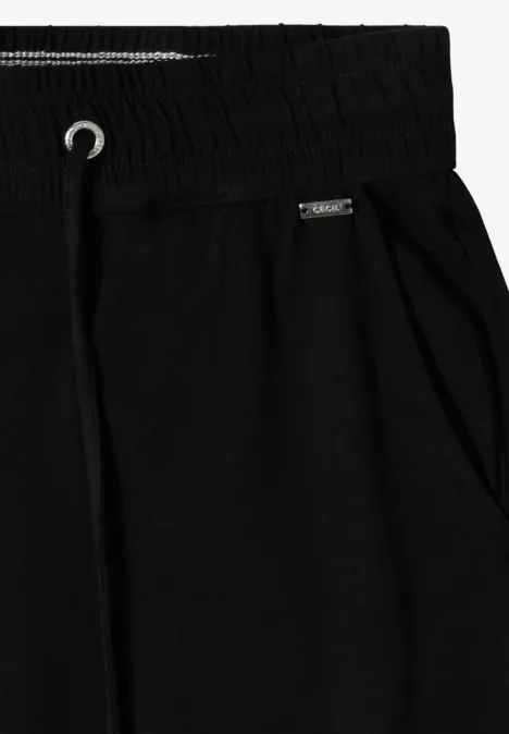 Schwarze Jogginghose aus Baumwollmix mit elastischem Bund, Tunnelzug und seitlichen Eingrifftaschen.