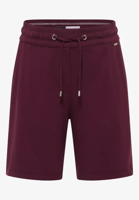 Bordeauxrote Shorts mit Tunnelzug und seitlichen Eingrifftaschen