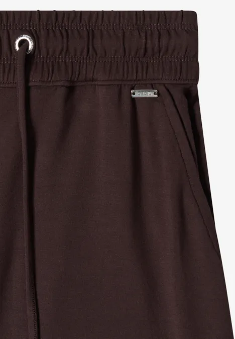 Wide Leg Shorts im Loose Fit brown cacao Braune Jogginghose mit elastischem Bund und seitlichen Taschen