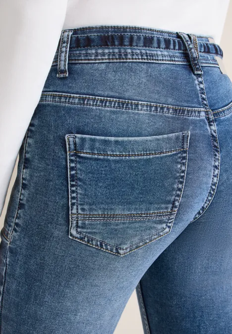 Slim Leg Jeans mid blue used wash