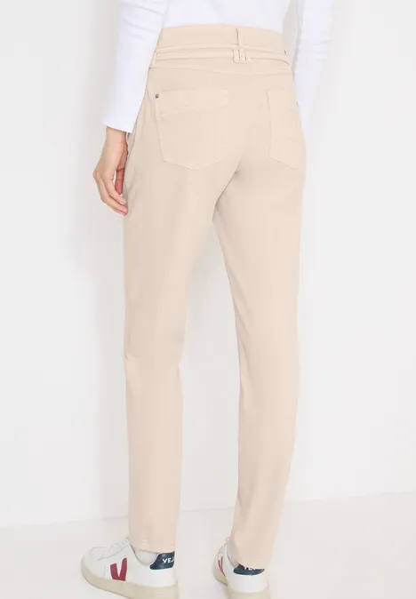 Broek met smalle pijpen grain beige