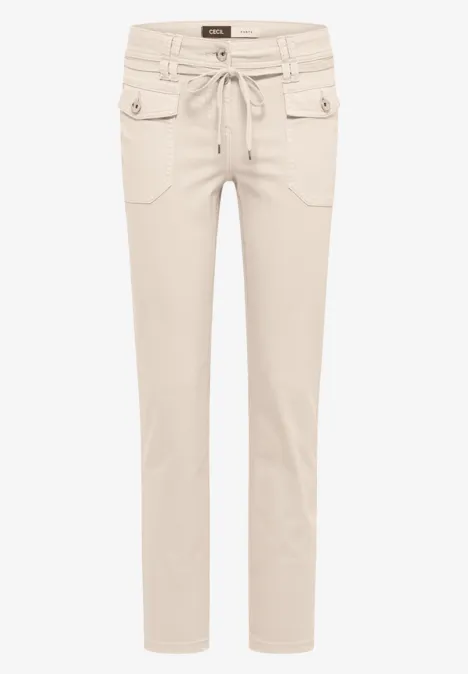 Broek met smalle pijpen grain beige