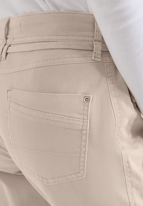Broek met smalle pijpen grain beige