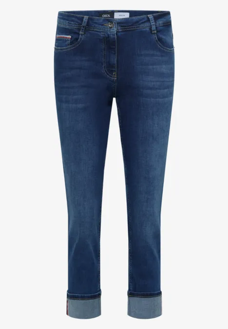 Straight Leg Jeans mid blue used wash