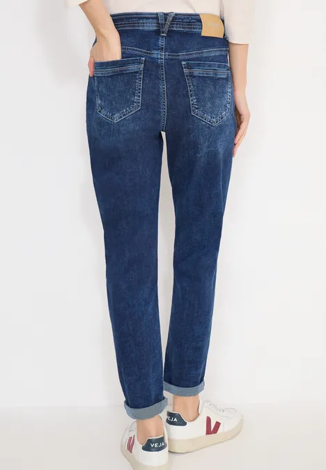 Jeansy z naszywanymi kieszeniami mid blue used wash Jeansy z naszywanymi kieszeniami mid blue used wash