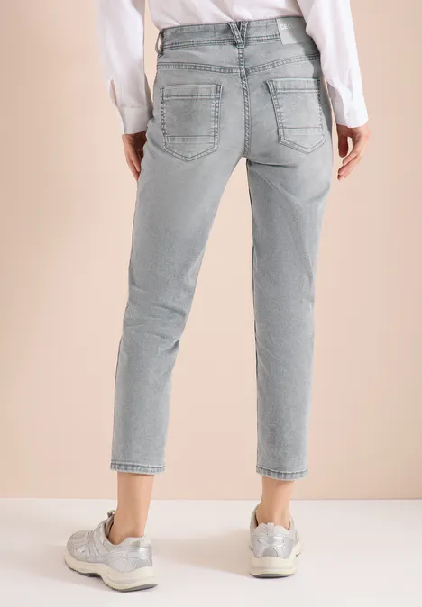 Mid Waist Slim Leg Jeans im Casual Fit mid grey used wash