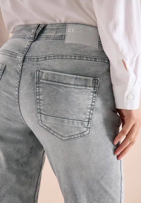 Mid Waist Slim Leg Jeans im Casual Fit mid grey used wash