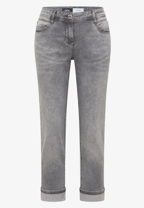 Mid Waist Straight Leg Jeans en coupe casual light grey wash