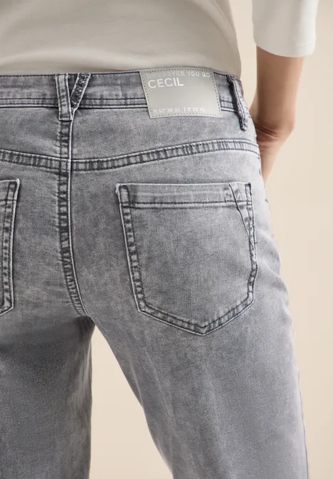 Mid Waist Straight Leg Jeans en coupe casual light grey wash