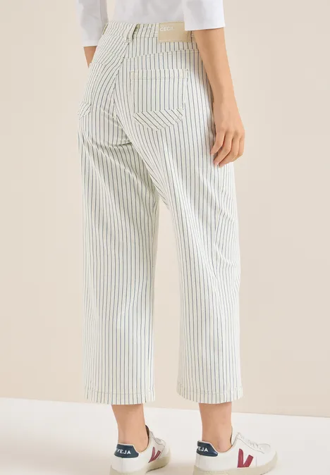 Gestreepte jeans met Wide Legs vanilla white