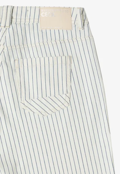 Gestreepte jeans met Wide Legs vanilla white