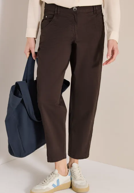 Mid Waist Barrel Leg Hose im Casual Fit macchiato brown