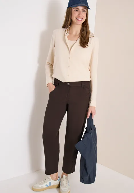 Mid Waist Barrel Leg Hose im Casual Fit macchiato brown