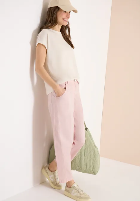 Spodnie z luźnymi nogawkami Mid Waist w stylu Casual Fit rose quartz