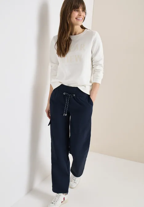 High Waist Straight Leg Pantalon Loose Fit universal blue