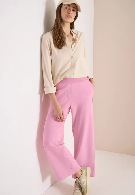 High Waist broek met wijde pijpen in Loose Fit flamingo rose