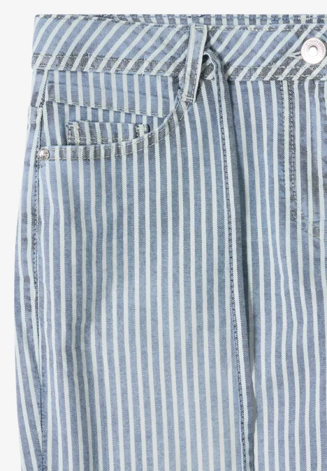 Wide Flared Leg Jeans à rayures mid blue wash