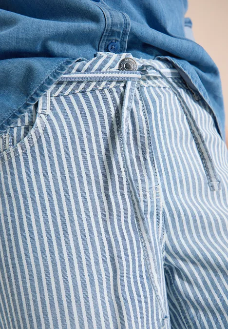 Wide Flared Leg Jeans à rayures mid blue wash