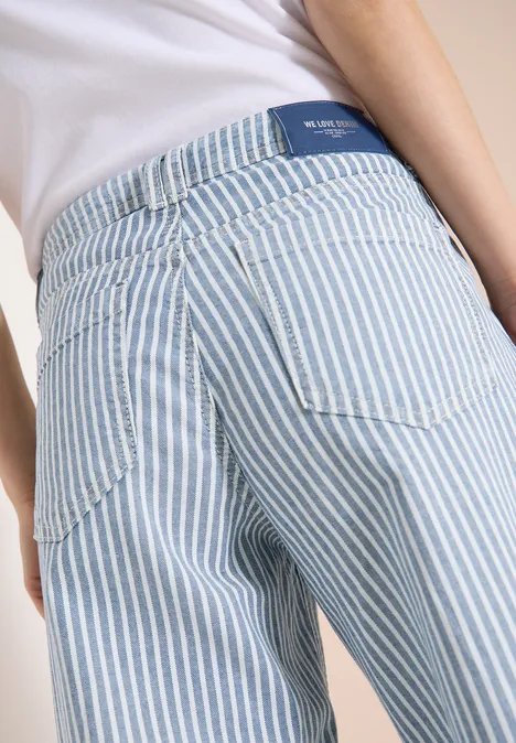 Wide Flared Leg Jeans à rayures mid blue wash