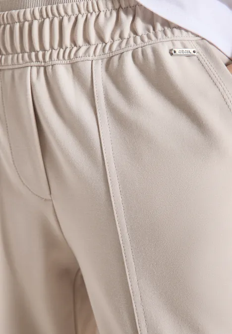 Mid Waist Slim Leg Hose im Casual Fit grain beige