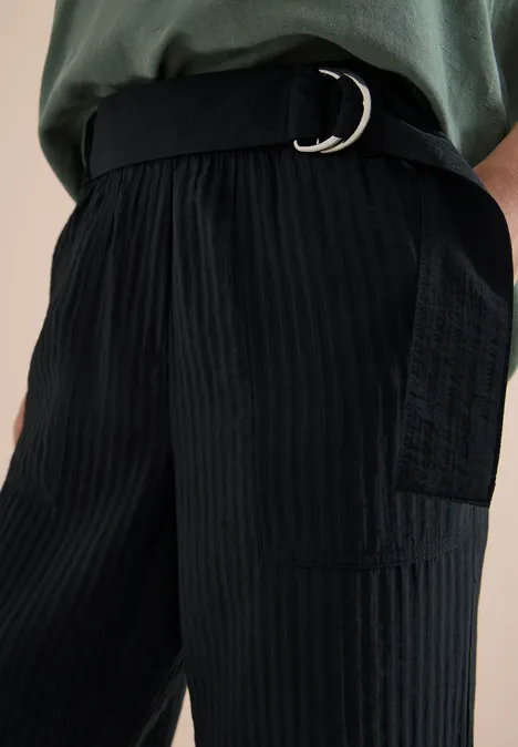 High Waist Wide Leg Hose im Loose Fit Black