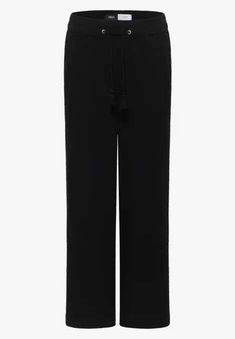 Wide Leg Hose in Seersuckerqualität Black