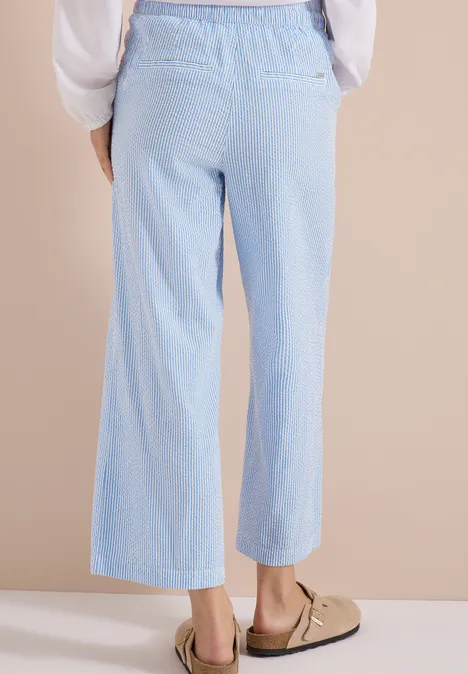 Spodnie z szerokimi nogawkami w jakości seersucker blouse blue