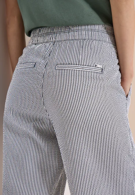 Wide Leg Hose in Seersuckerqualität universal blue