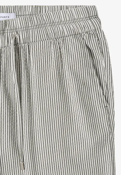 Spodnie z szerokimi nogawkami w jakości seersucker khaki