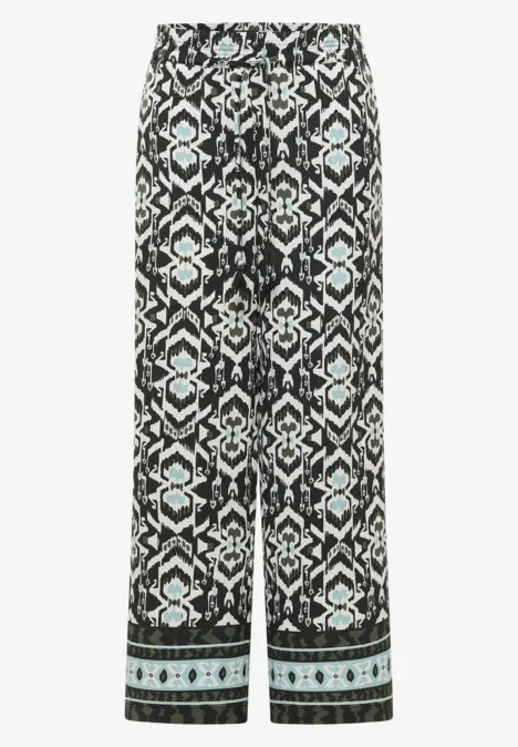 Wide Leg Pantalon Loose Fit avec imprimé khaki