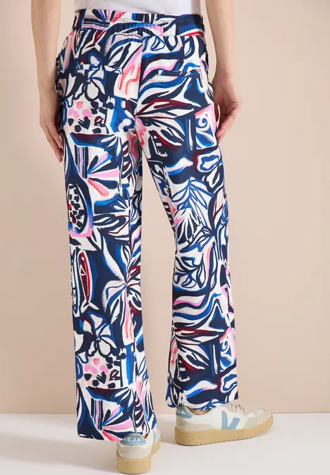 High Waist Wide Leg Hose mit Print universal blue