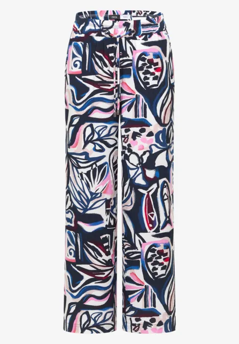 High Waist broek met Wide Legs en print universal blue