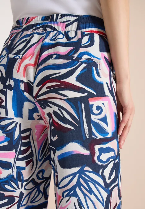 High Waist Wide Leg Hose mit Print universal blue