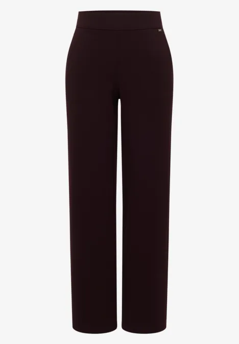 Pantalon noir taille haute pour femme, coupe droite et finition lisse