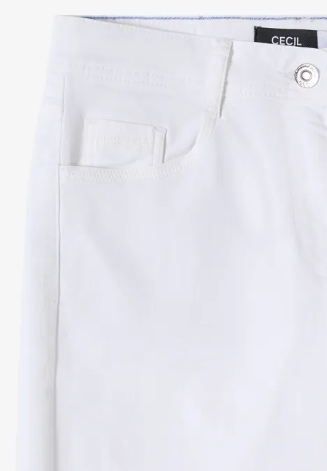 Weißer Jeansrock mit Gürtelschlaufen und Fronttaschen