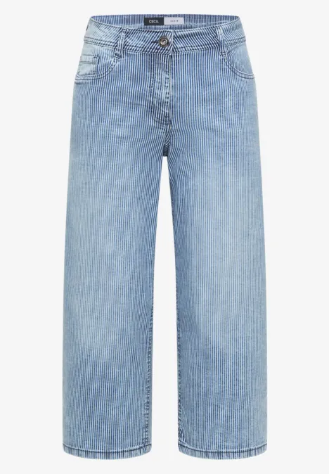 Helle, weite Jeans-Culotte aus Denim mit hoher Taille und verkürztem Bein.