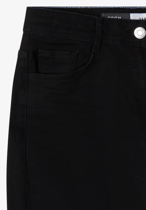 Schwarze Jeans mit klassischer 5-Pocket-Optik und Knopfverschluss