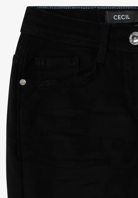 Jean noir avec passants de ceinture, poches et bouton métal de la marque CECIL.