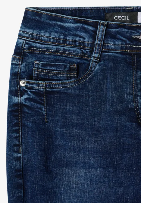 Blauer Denim-Jeanshose mit Fronttaschen und abgesetzten Nähten
