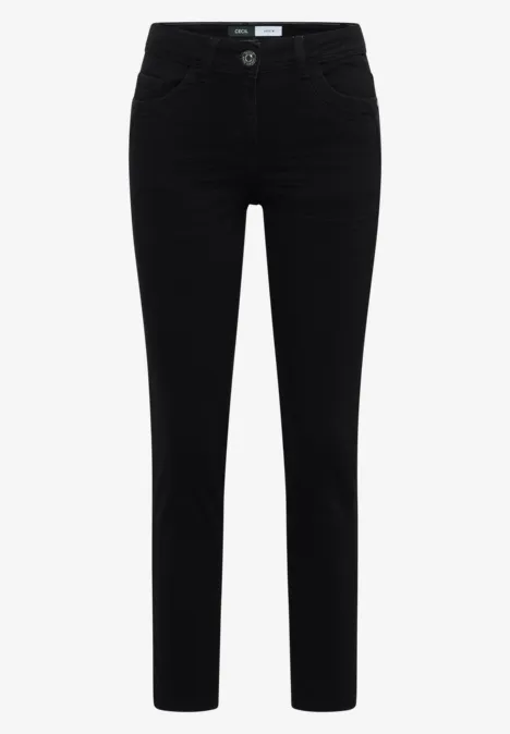 Schwarze Slim-Fit-Hose aus Cordstoff mit geradem Bein.