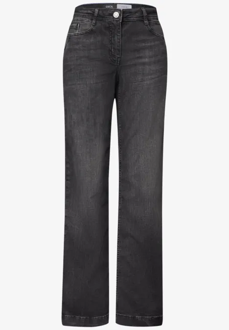 Zwarte high-waist jeans met rechte pijpen