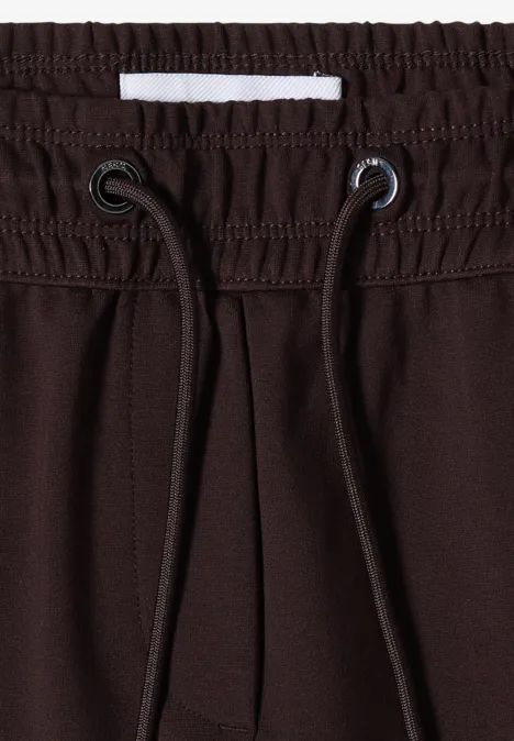 Donkerbruine broek met elastische taille en trekkoord