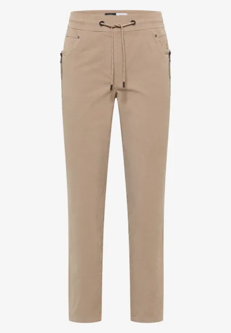 Pantalon chino beige à cordon et poches latérales